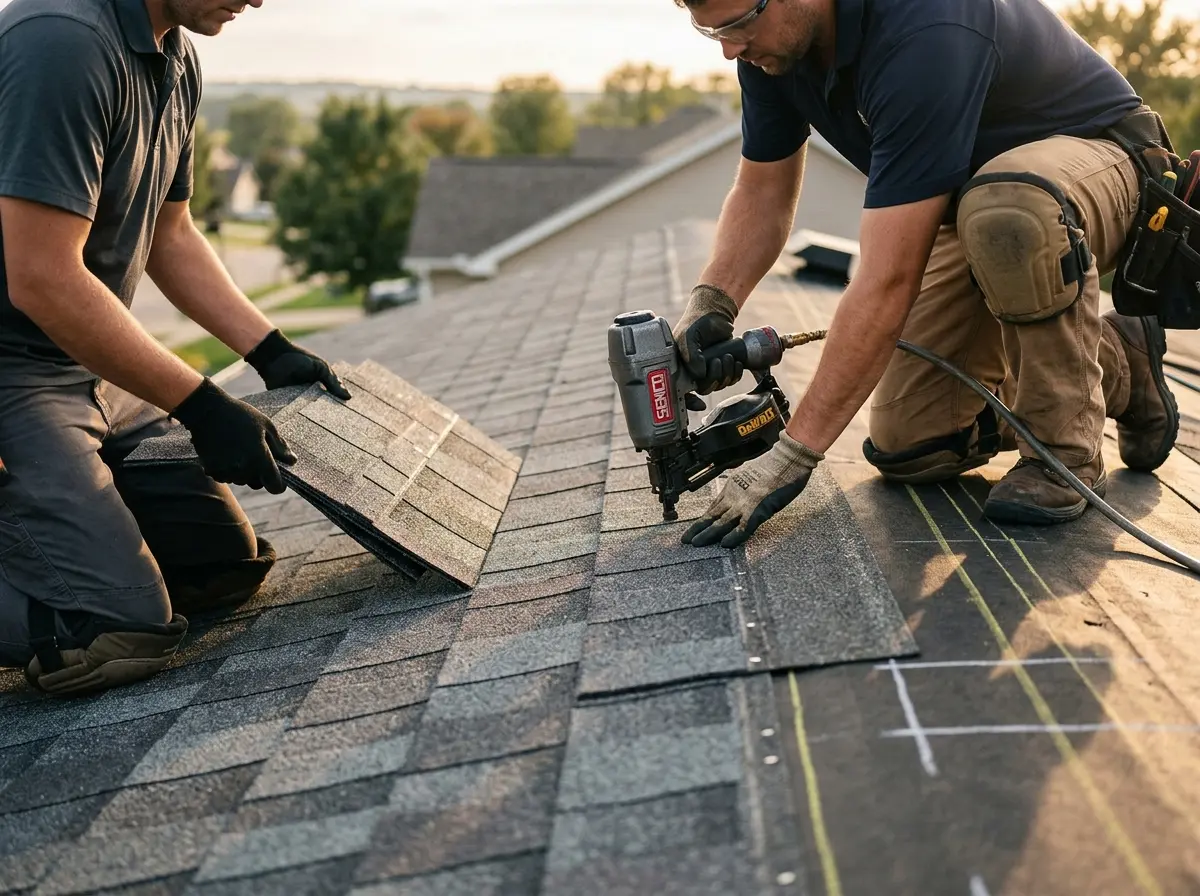Professional roofer working on a residential roof in Makakilo